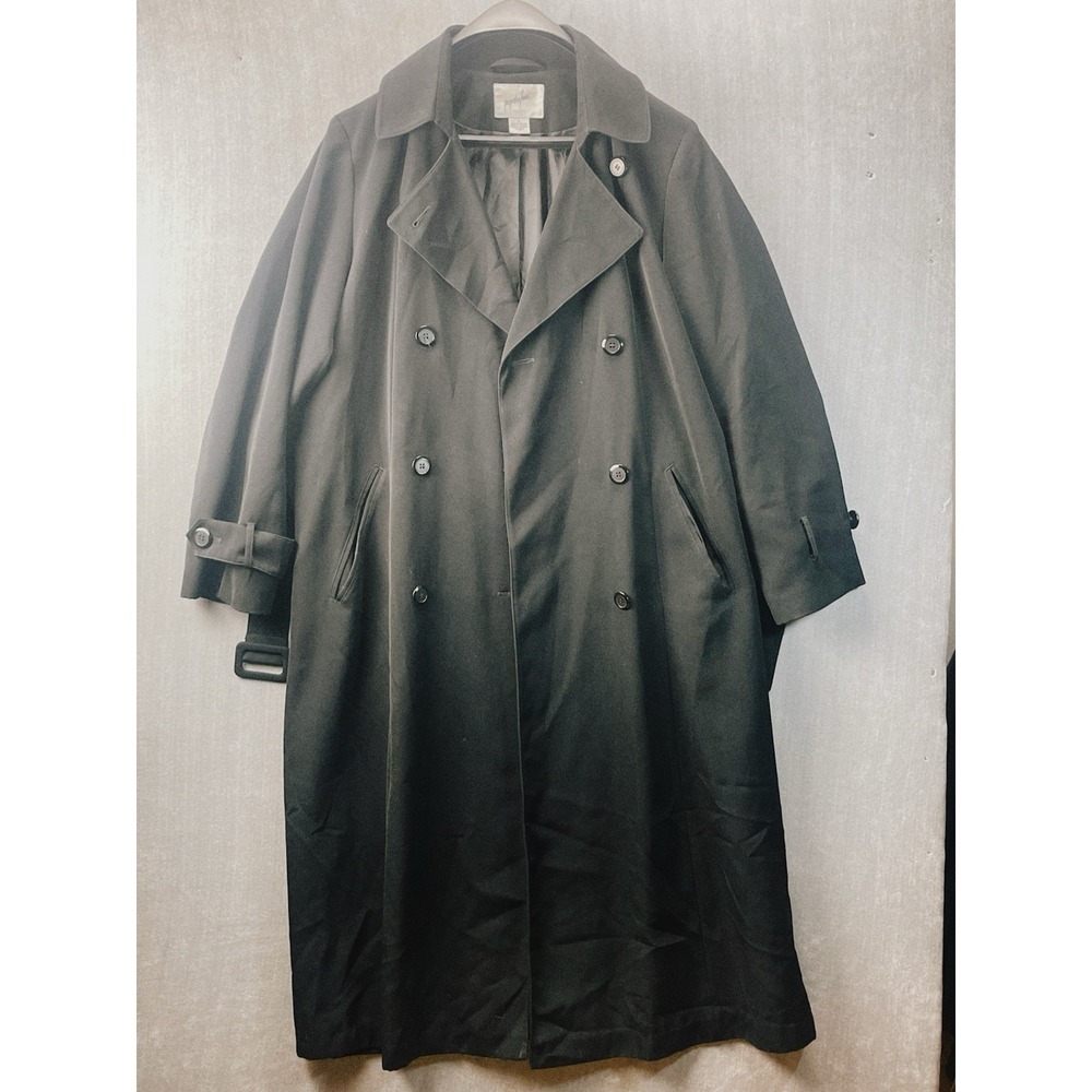 Jaqueline Ferrar | Women's Vintage 90's Belted Black  Long Trench Coat Size 8